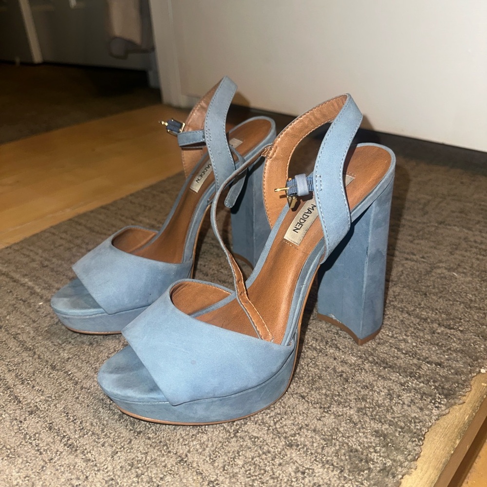 Steve Madden Blue Suede Platform Heels